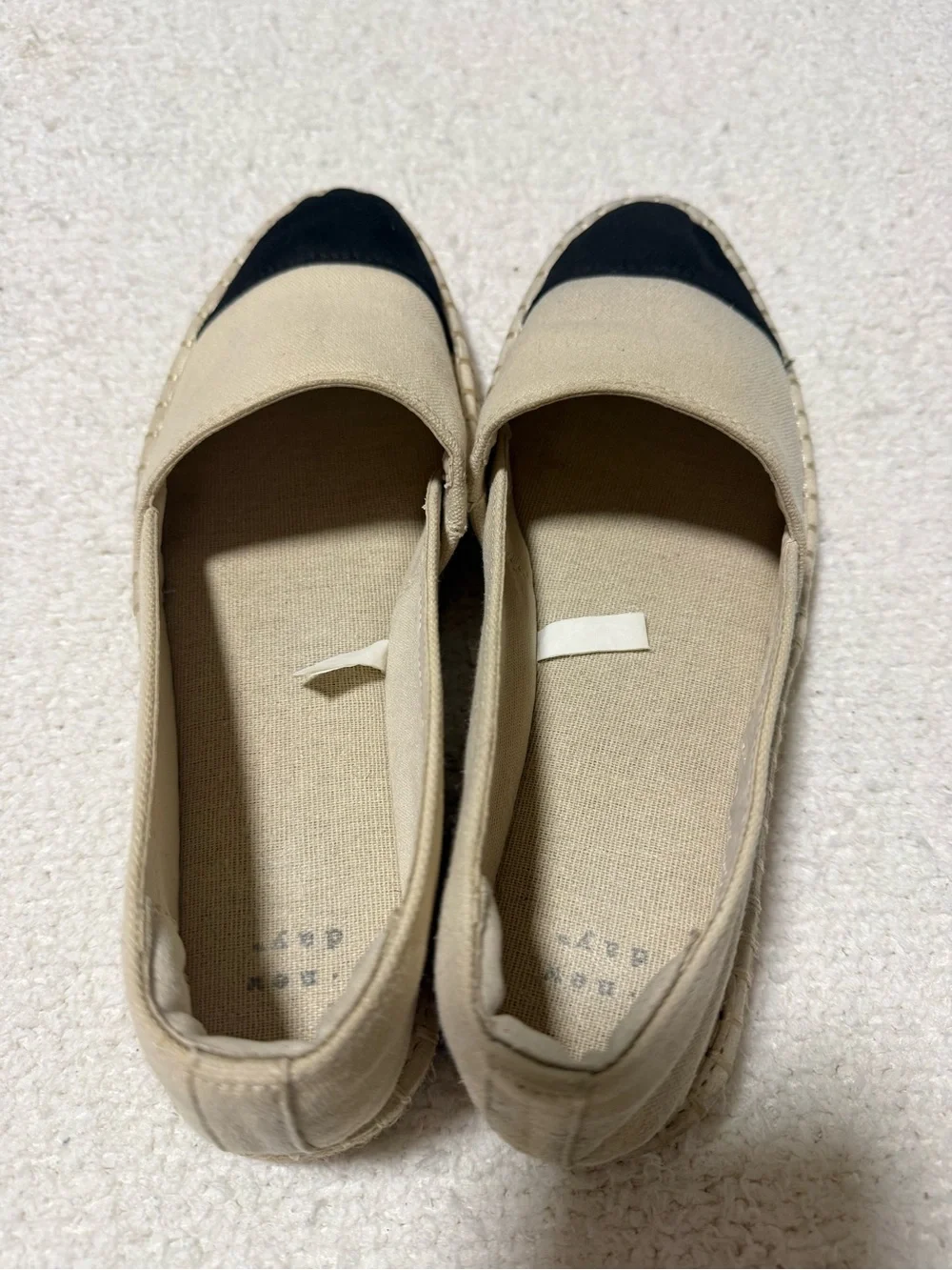 a new day Beige Canvas Espadrilles with Black Cap Toe